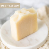 Handmade soap bar by Pretty Farm Girl with pure tallow and honey, fragrance-free goat milk soap bar with natural ingredients.