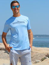 White Water Life Bimini Primary Performance Tee, short sleeve shirt in white with Bimini logo, casual athletic style.