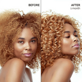 Before and after images showing Maree keratin hair treatment results with biotin for smooth, shiny, frizz-free hair.