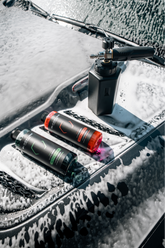 Blackline Car Care BLACKLINE® Ultra Foam car shampoo in a 16oz bottle with vibrant cotton candy green apple foam.