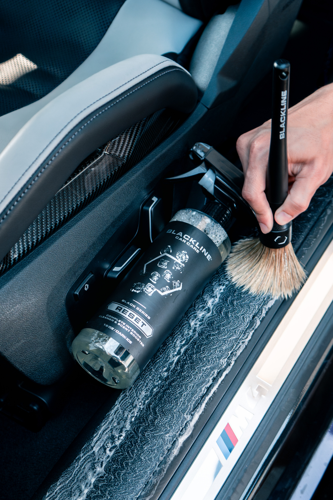 Blackline Car Care BLACKLINE® RESET interior cleaner bottle with scent booster and boar&