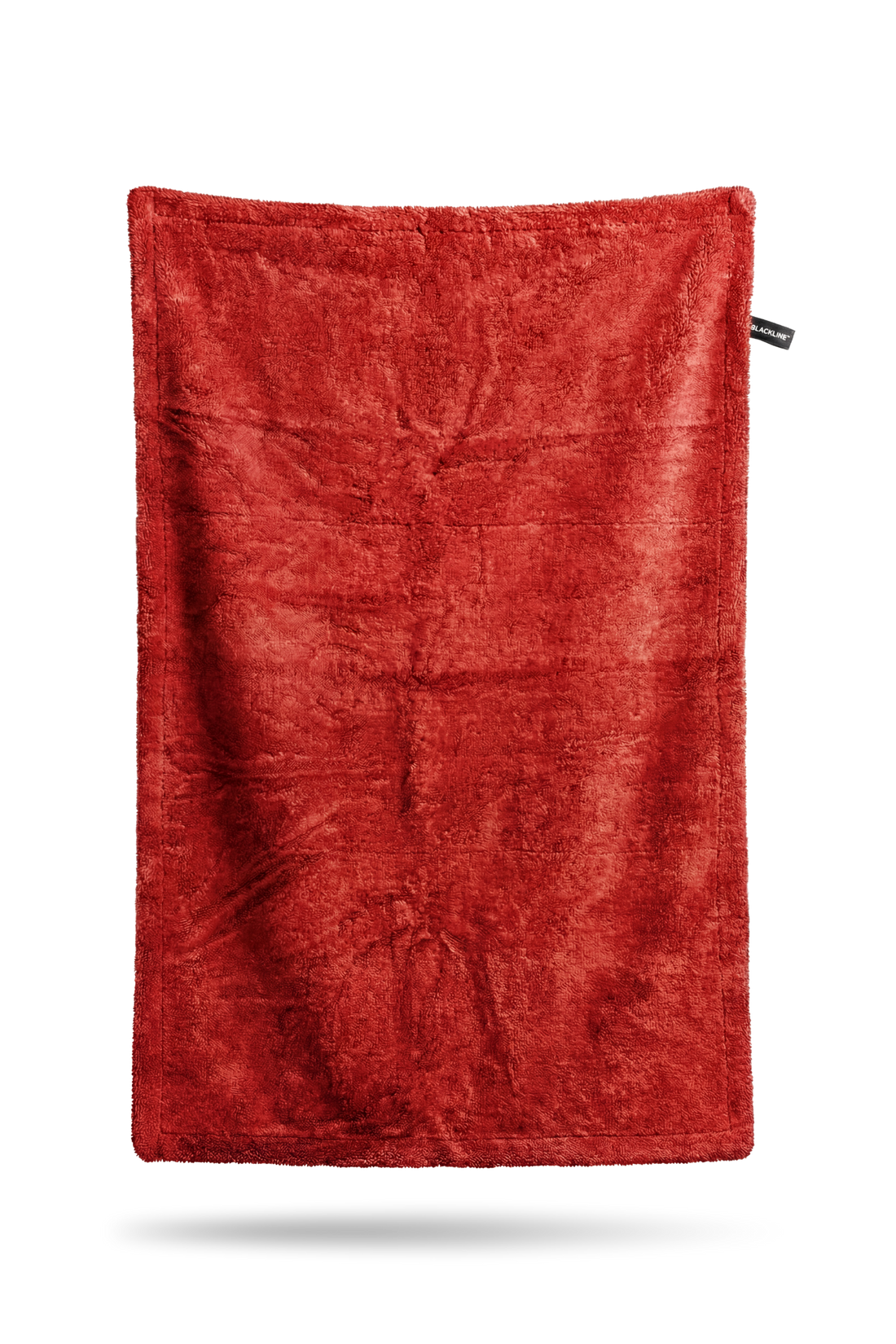 Blackline Car Care twisted-loop drying towel in crimson red, designed for safe, effective vehicle drying and detailing.