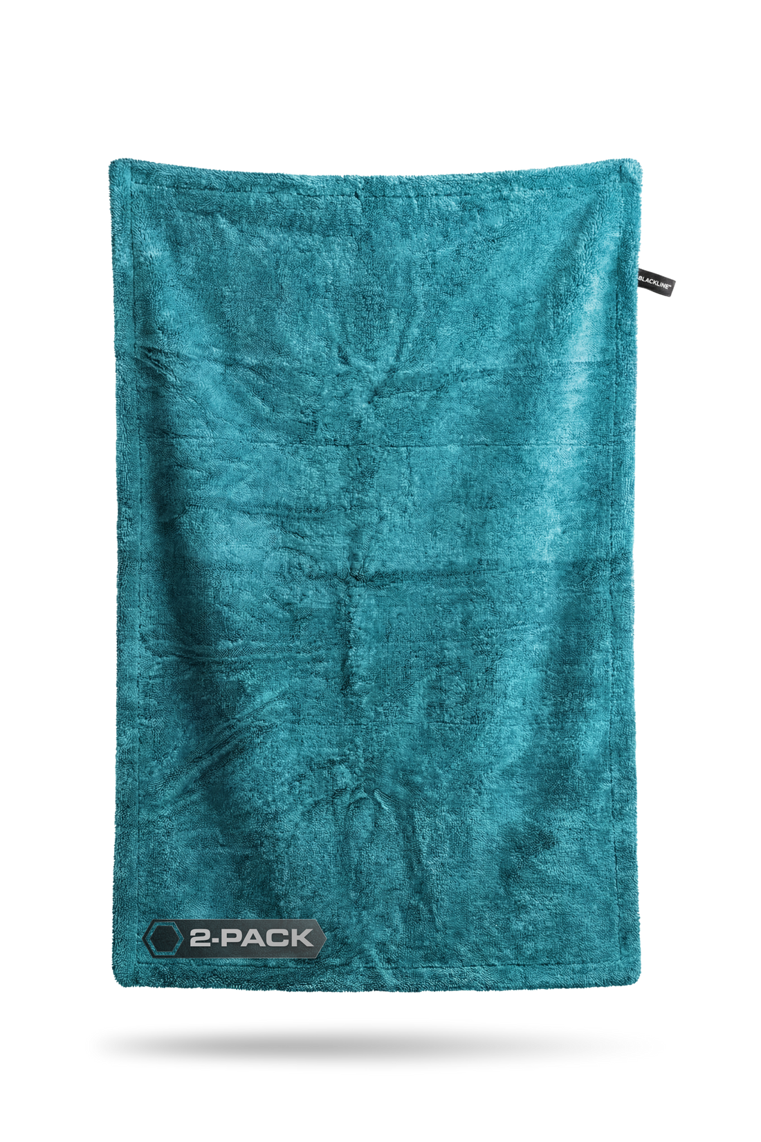 Blackline Car Care twisted-loop drying towel in aqua blue, soft microfiber for efficient vehicle drying, 2-pack.