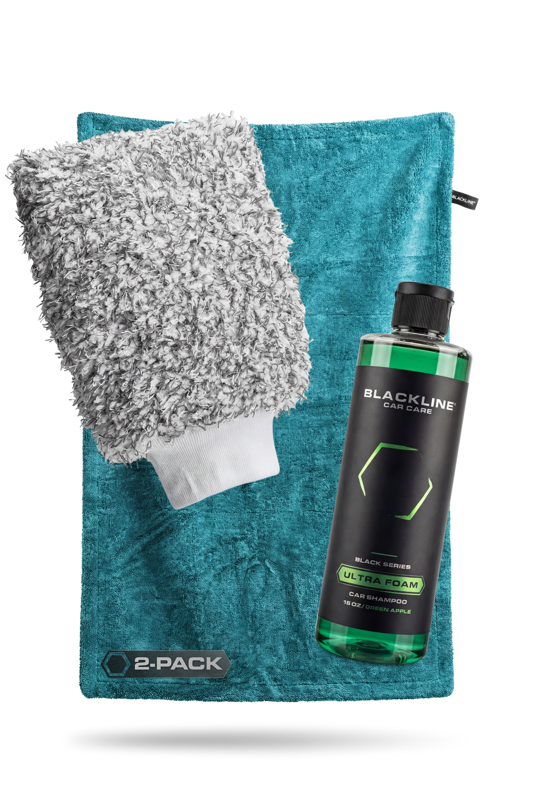 Blackline Car Care BLACKLINE® Twisted-Loop Drying Towel, 2-pack bundle, aqua color, soft and absorbent for vehicle drying.
