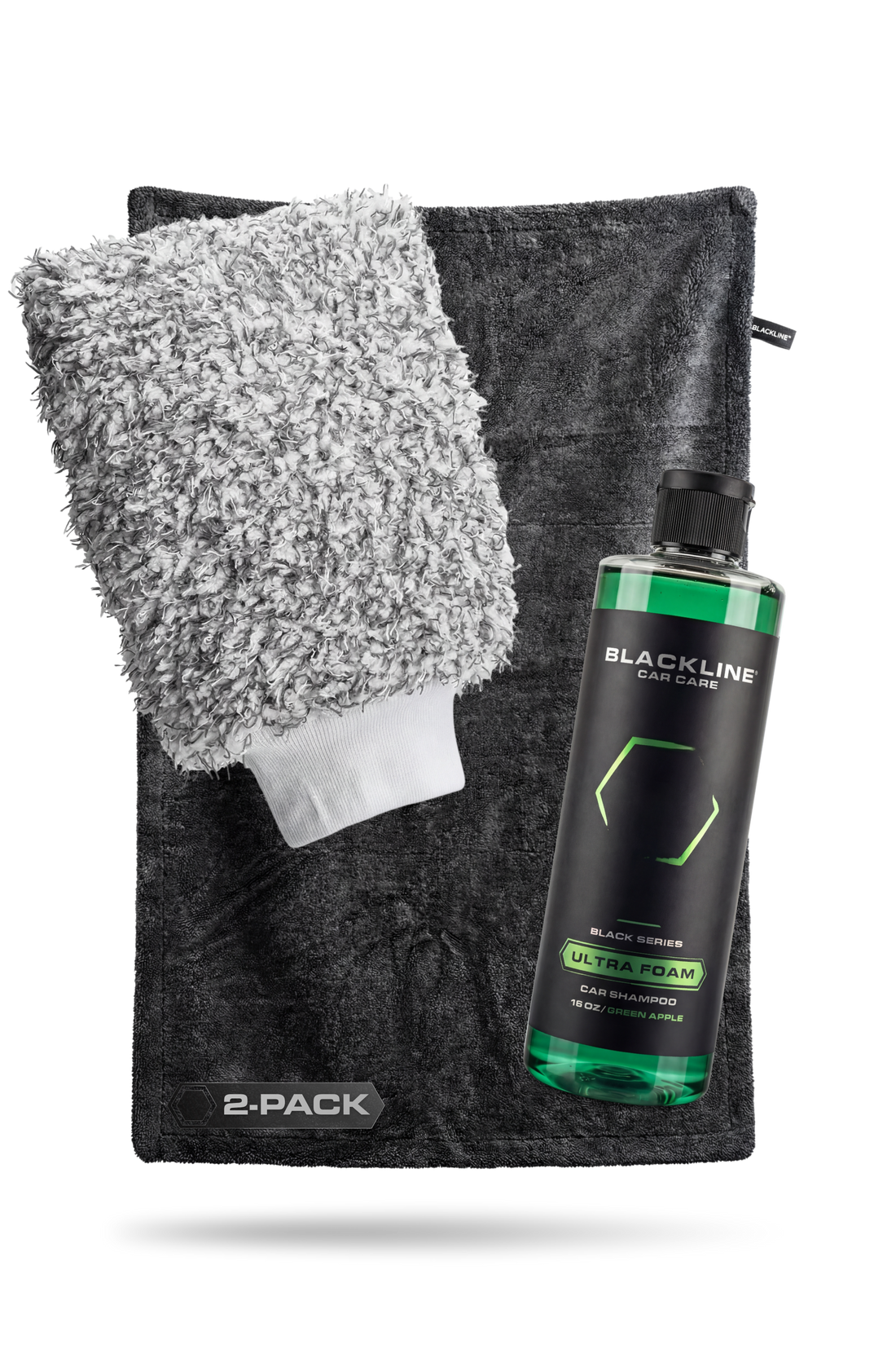 Blackline Car Care BLACKLINE Twisted-Loop Drying Towel, 2-pack bundle with black and gray towels for car drying and detailing.