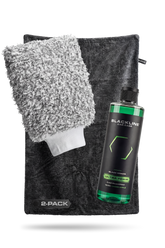 Blackline Car Care BLACKLINE Twisted-Loop Drying Towel, 2-pack bundle with black and gray towels for car drying and detailing.