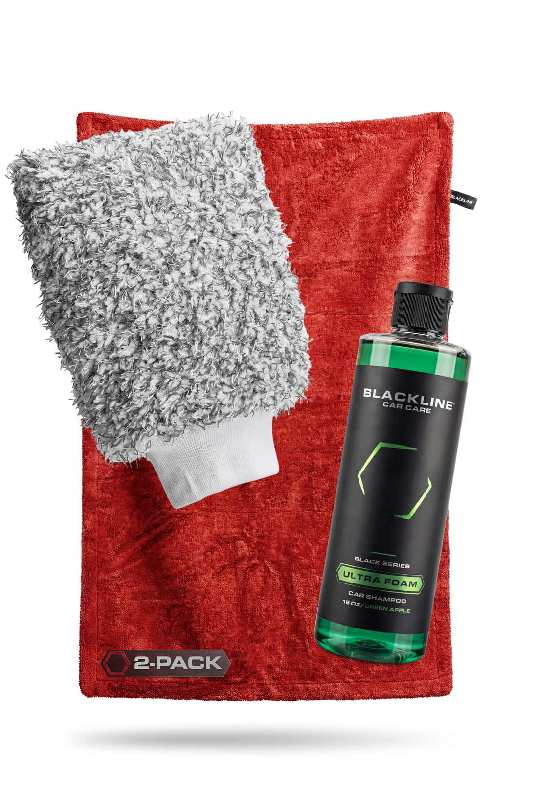 Blackline Car Care BLACKLINE® Twisted-Loop Drying Towel in crimson, two-pack bundle, showing textured, absorbent microfiber surface.