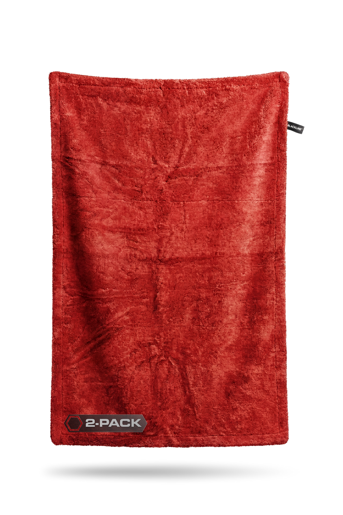 Blackline Car Care BLACKLINE twisted-loop drying towel in crimson red, soft microfiber for effective vehicle drying, 2-pack.