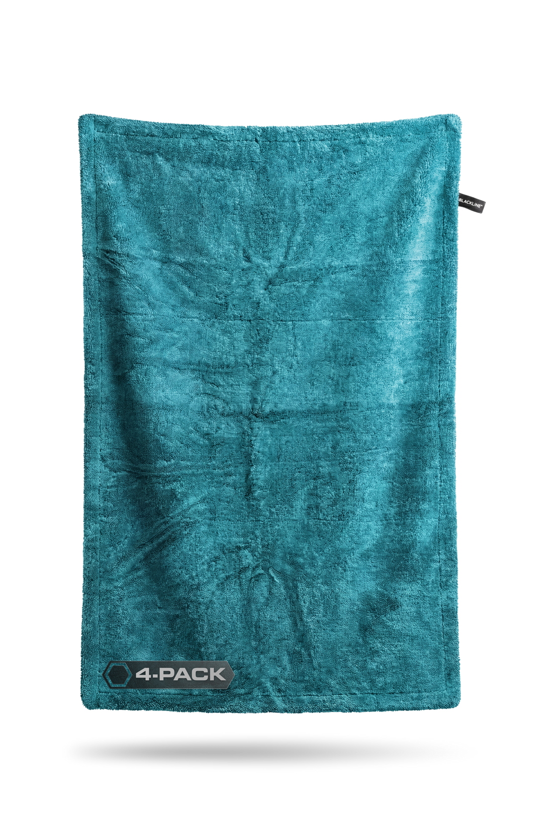 Blackline Car Care BLACKLINE® Twisted-Loop Drying Towel in aqua blue, four-pack, soft microfiber for car drying and detailing.