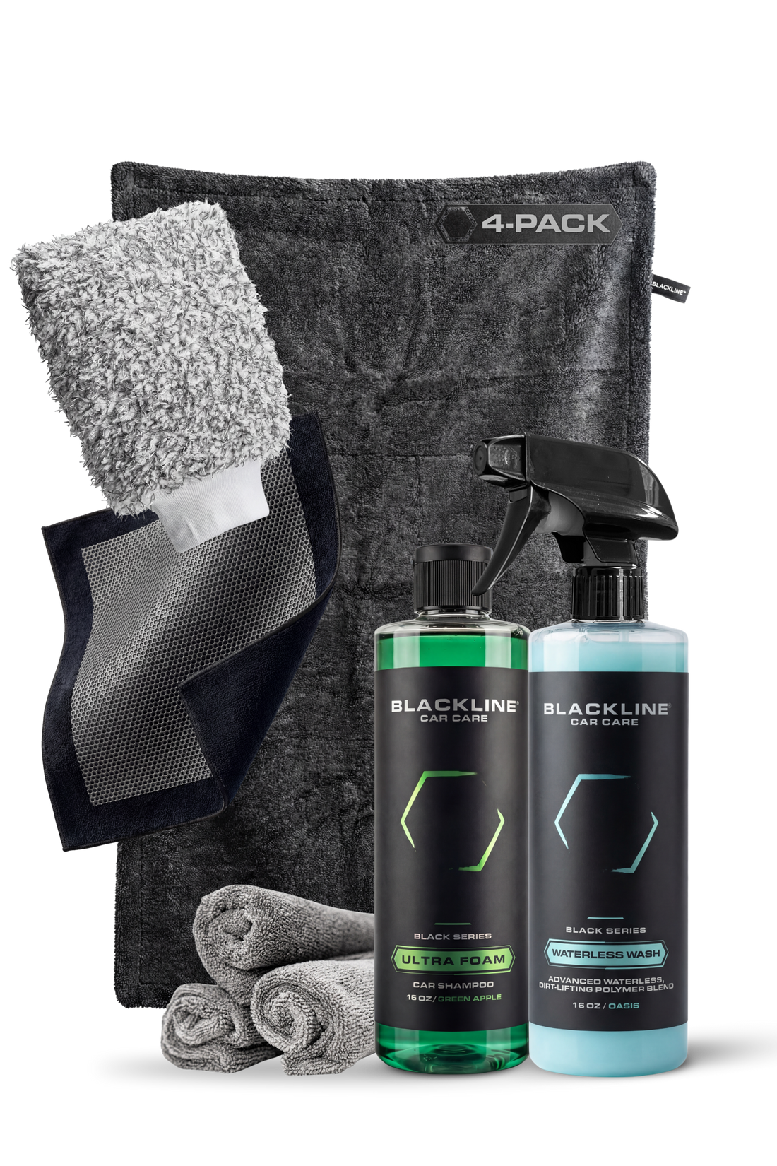 Blackline Car Care BLACKLINE® twisted-loop drying towels, set of four, soft microfiber for car drying and detailing.