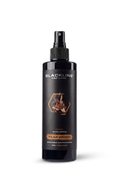 Blackline Car Care BLACKLINE® 8oz teakwood car air freshener hanging in a vehicle interior, providing fresh and clean scent