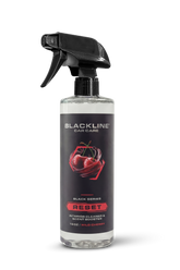 Blackline Car Care BLACKLINE® RESET interior cleaner and scent booster in a 16oz bottle, featuring a wild cherry scent.