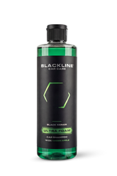Blackline Car Care BLACKLINE® Ultra Foam car shampoo in a 16oz green bottle with a pump dispenser and label.