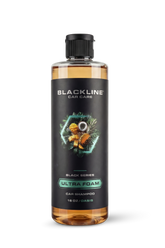 Blackline Car Care BLACKLINE® Ultra Foam car shampoo bottle with foam nozzle and label, designed for vehicle cleaning.