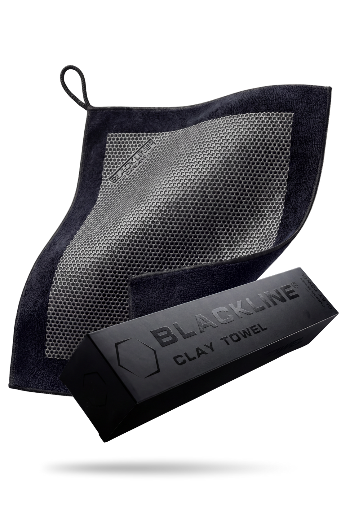 Blackline® synthetic clay towel for car detailing, soft and durable microfiber cloth used to remove contaminants from vehicle surfaces.