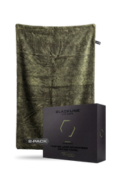 Blackline Car Care twisted-loop drying towel in army green, lightweight and absorbent for drying vehicles effectively.