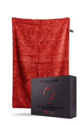 Blackline Car Care twisted-loop drying towel in crimson red for quick, gentle vehicle drying and surface protection.