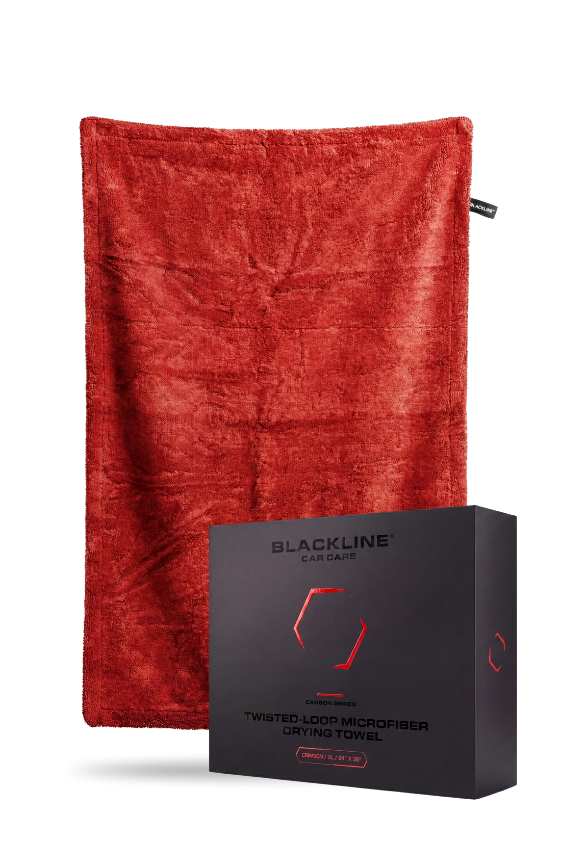 Blackline Car Care BLACKLINE® Twisted-Loop Drying Towel in crimson red, soft microfiber drying towel for cars.