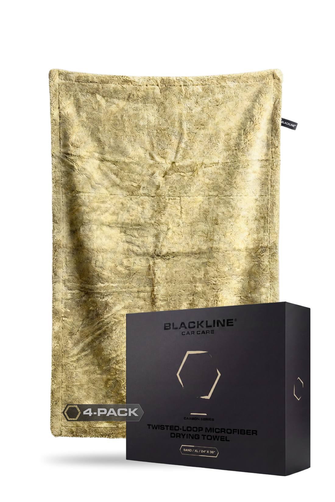 Blackline Car Care BLACKLINE® Twisted-Loop Drying Towel for car drying, showing the soft, plush fabric in sandy color.