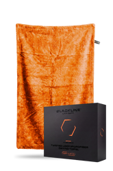 Blackline Car Care twisted-loop drying towel in black, designed for gentle vehicle drying, shown folded and ready for use