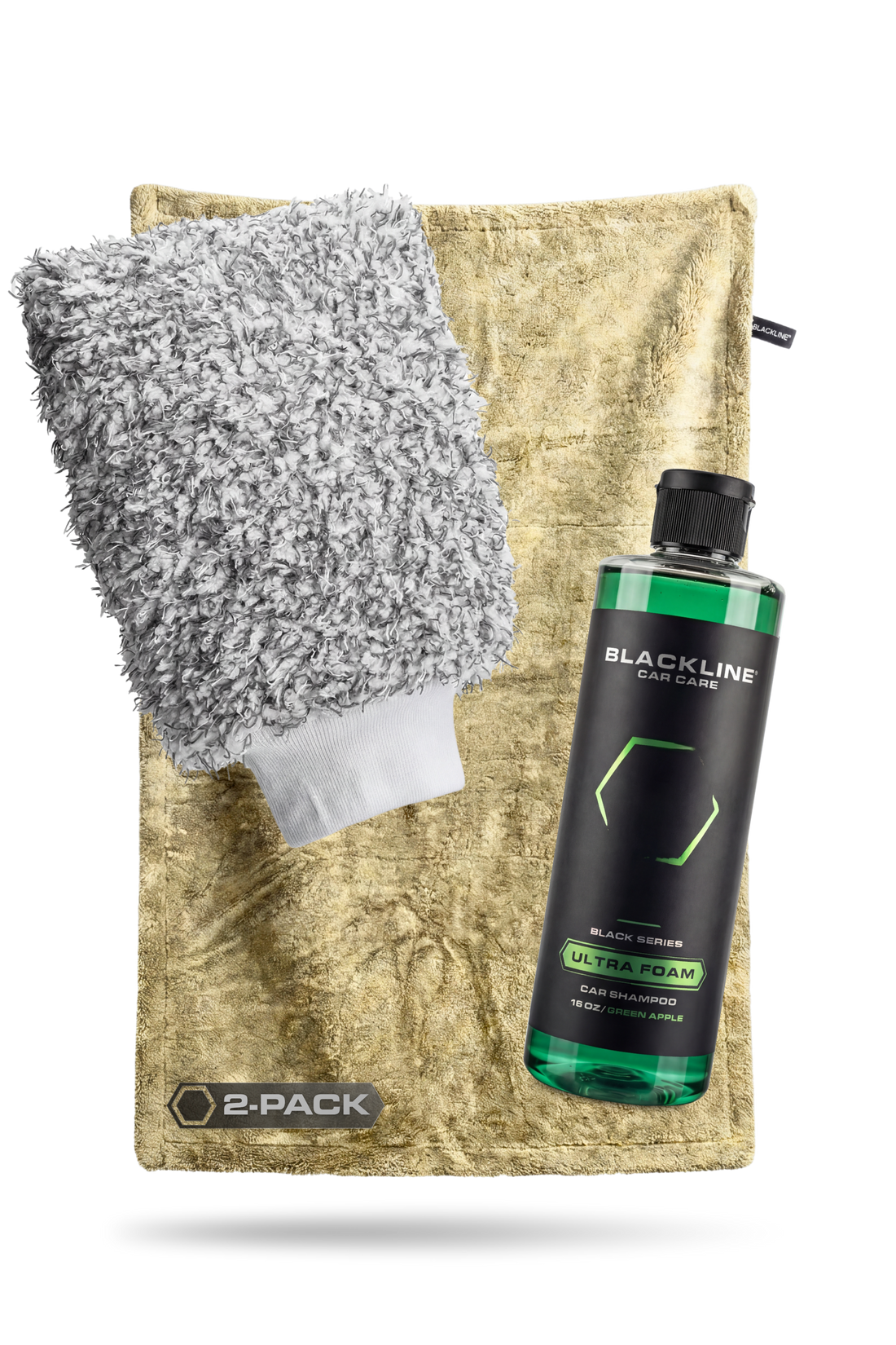 Blackline Car Care twisted-loop drying towel, 2-pack bundle, sandy color, soft microfiber for efficient vehicle drying and care.
