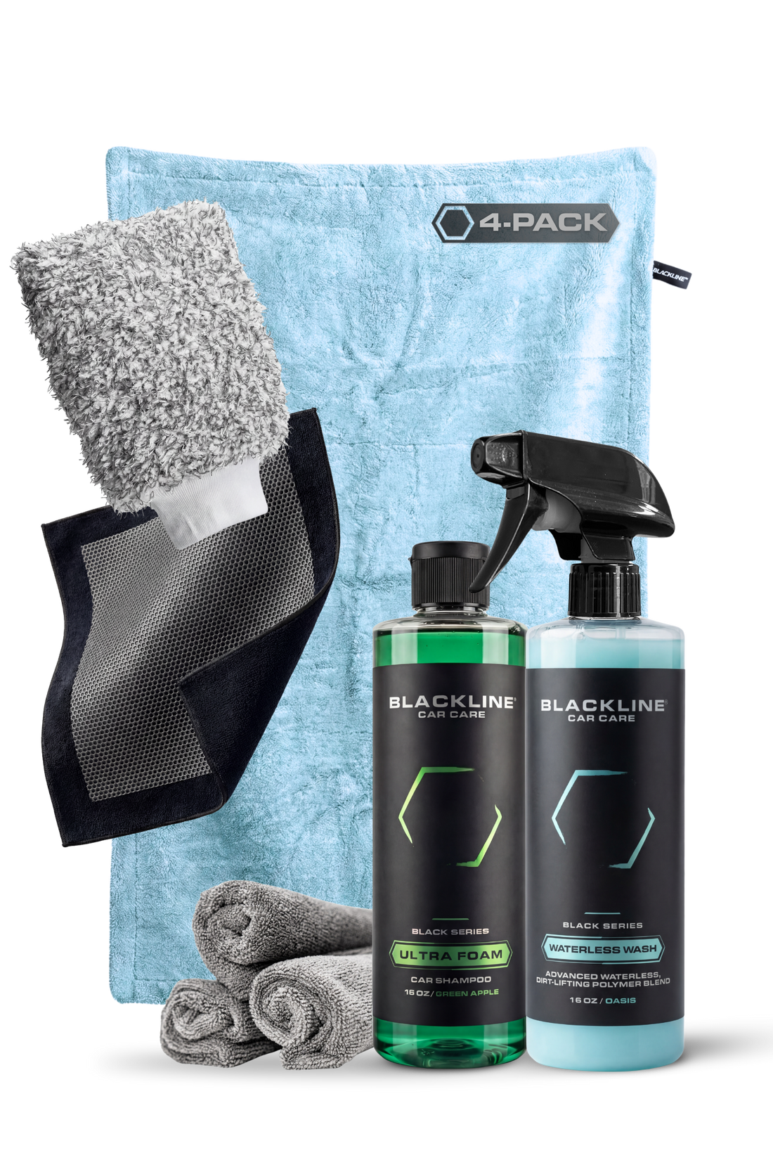 Blackline Car Care BLACKLINE® Twisted-Loop Drying Towel 4-pack, soft microfiber towels for vehicle drying and detailing.