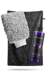 Blackline Car Care BLACKLINE® Ultra Foam car shampoo in a complete cleaning system with foam applicator and shampoo bottles.