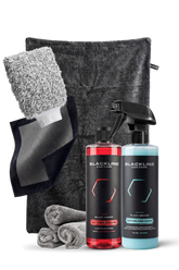 Blackline Car Care BLACKLINE® Ultra Foam car shampoo in 16oz bottle, showcasing rich foam and cotton candy scent.
