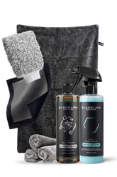 Blackline Car Care BLACKLINE® Ultra Foam car shampoo in 16oz dark ice bottle, showcasing rich foam and sleek packaging.