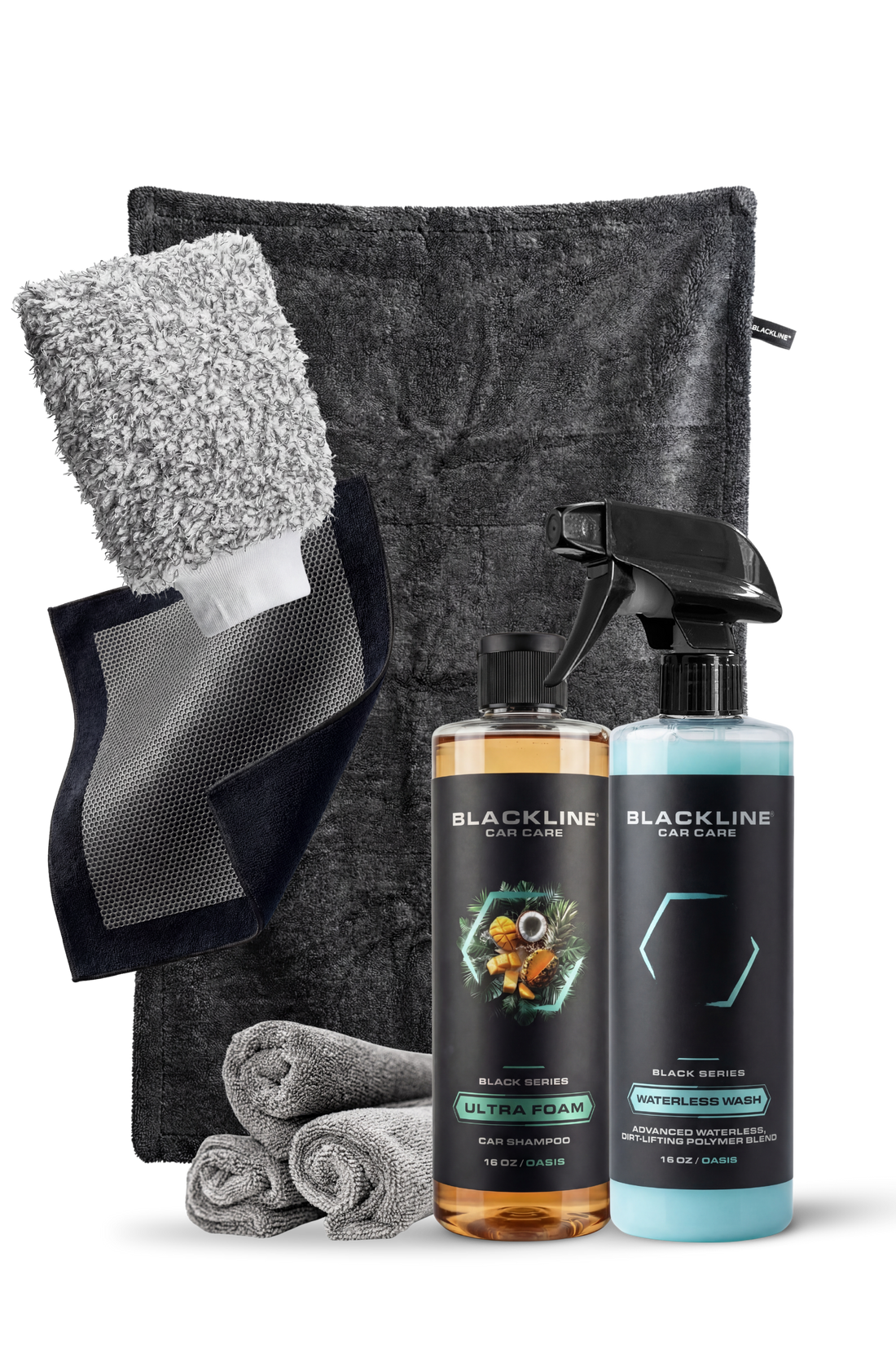 Blackline Car Care BLACKLINE® Ultra Foam car shampoo in 16oz bottle with rich foam for effective vehicle cleaning.