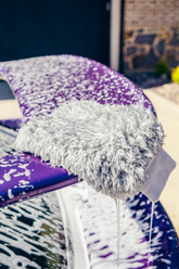 Close-up of Blackline Car Care BLACKLINE® microfiber wash mitt showing soft microfiber material for gentle car washing.