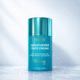 Maree Deep Moisture Collagen Face Cream in a blue jar, showing smooth cream texture perfect for hydrating and nourishing skin.