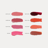 YENSA Super Serum Silk Buildable Cream Blush in various shades displayed on a shade chart, showcasing its creamy texture and color options.