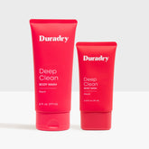 Duradry Body Wash Duo featuring two bottles of gentle, hydrating body cleansers in sleek bottles with pump dispensers.