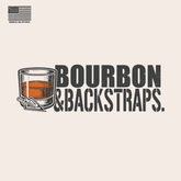 Sand-colored Bow Crew Apparel Bourbon & Backstraps T-shirt featuring a hunting-themed graphic design with bold lettering.