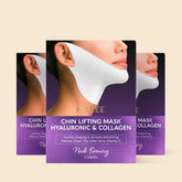 Maree Hyaluronic Acid V-line Lifting Mask applied on face, showing a close-up of the skincare mask for facial lifting and hydration.