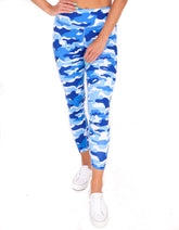 White Water Life water camo leggings with a vibrant, aquatic camouflage pattern and comfortable fit.