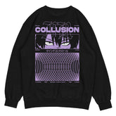 Yūjin Clothing Collusion Sweatshirt in black with a relaxed fit and crew neckline, showcasing a stylish casual design.