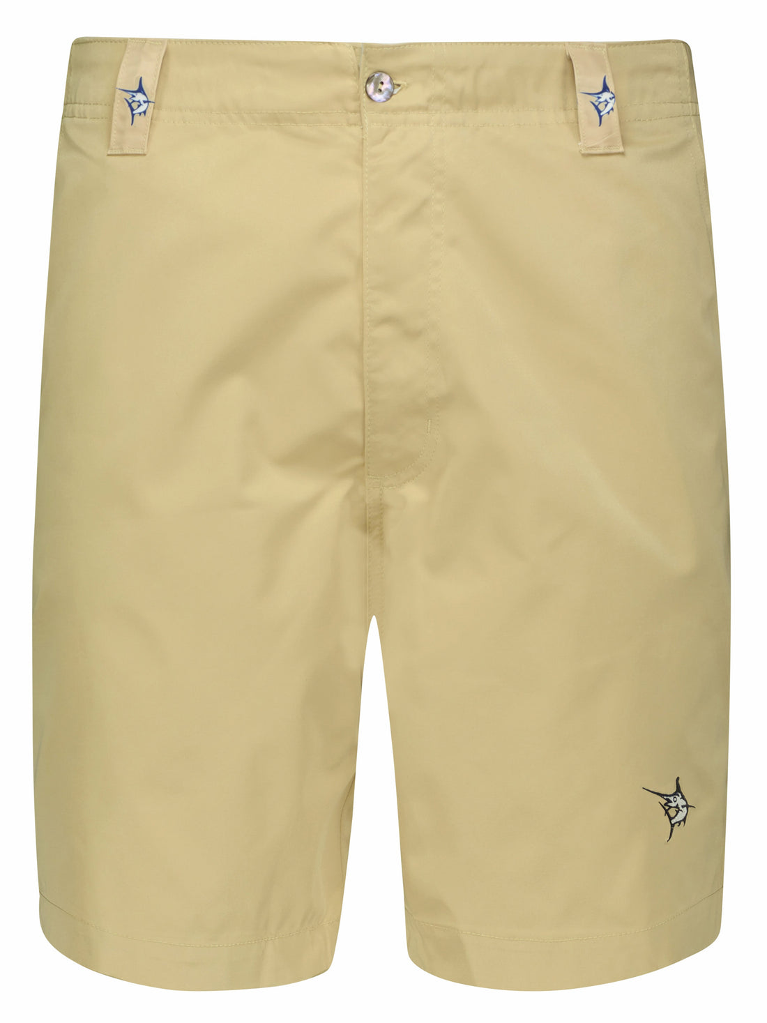 Khaki White Water Life Captain Shorts displayed on a mannequin, featuring a casual fit and functional design.