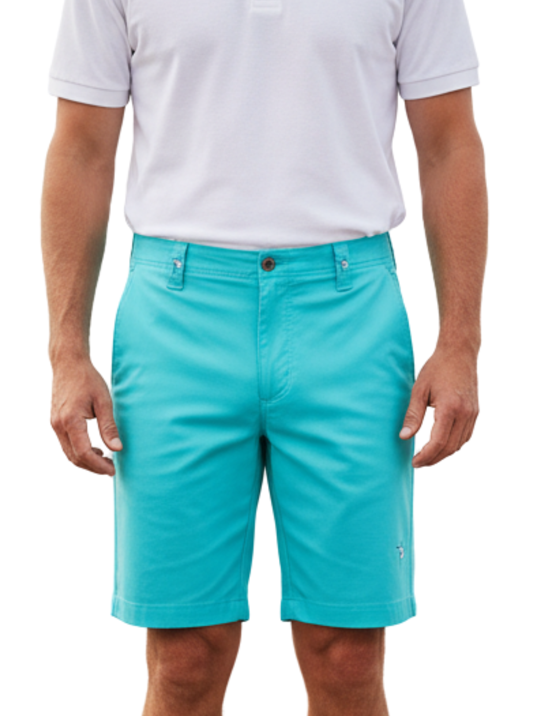 Teal Captain Shorts by White Water Life featuring a comfortable fit and casual style, displayed in a close-up image.