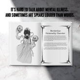 Open art book titled "It&
