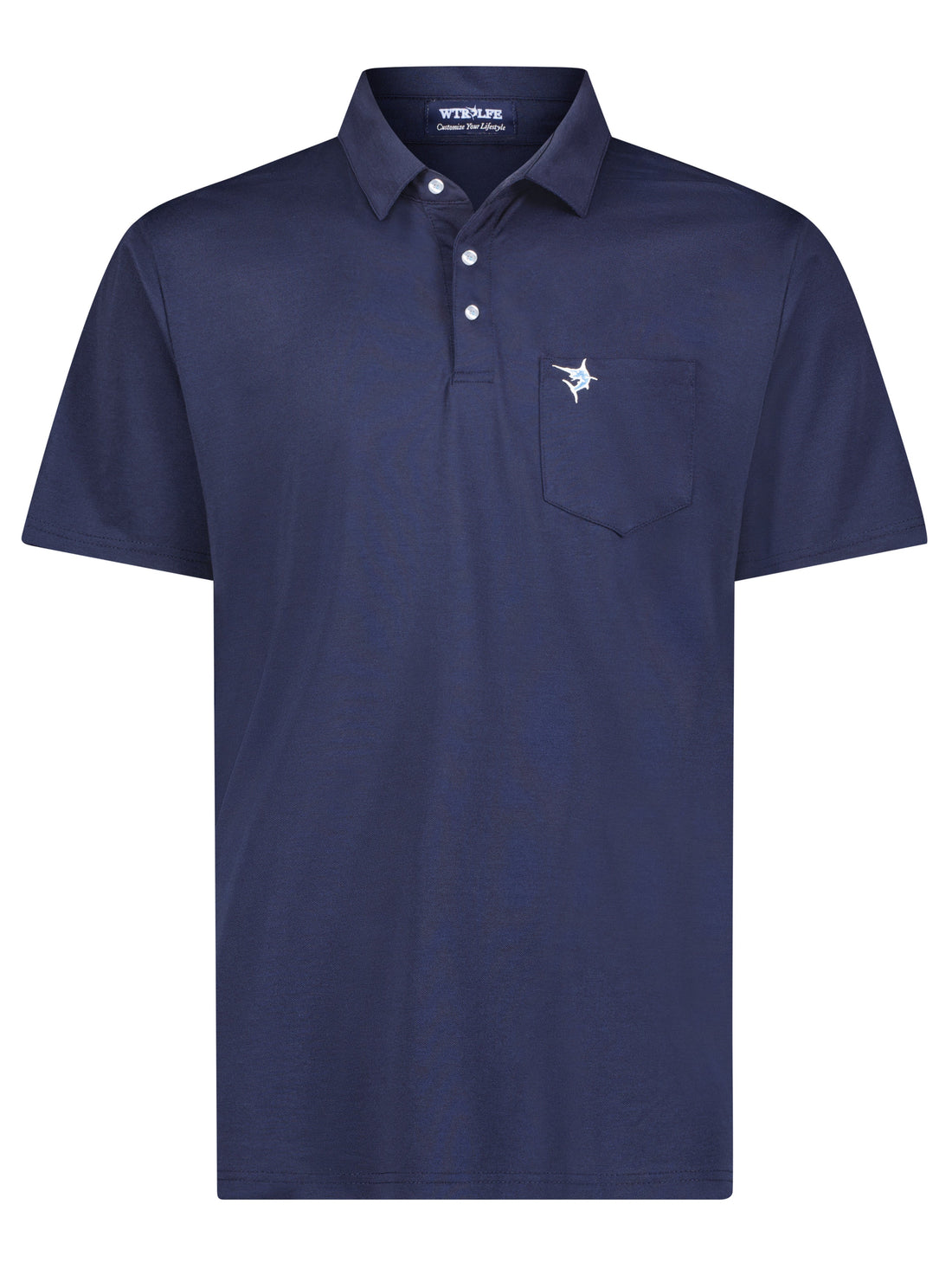 White Water Life Charleston Polo in navy, showing a casual men&