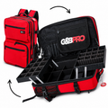 Full Size Mobile Workstation Backpack with Extending Tray System – Fire Red