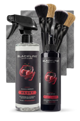 Blackline Car Care BLACKLINE® Reset Interior Cleaner and Scent Booster in Cherry scent, showing the spray bottle and packaging.