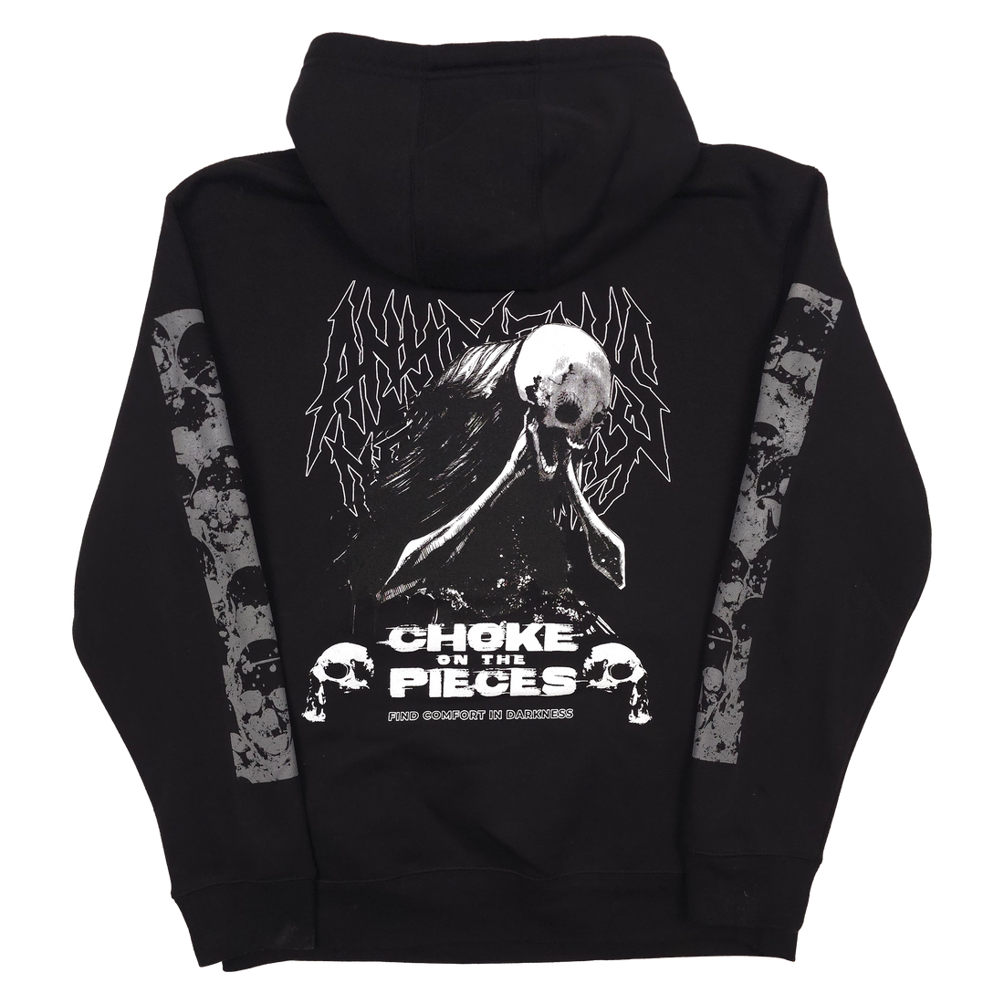 Black Choke Pullover Hoodie by Any Means Necessary Clothing, showing the back view with a minimalist design.