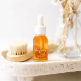 Pretty Farm Girl clarifying face serum for acne-prone skin, clear bottle with dropper applicator, skincare product for blemish reduction