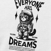 Yūjin Clothing Dream Big Cat sweatshirt featuring a cozy fabric and a stylish design with a cat and inspiring text.