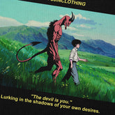 Yūjin Clothing Devil and Boy Hoodie featuring a graphic design of a devil and a boy on a comfortable, casual hoodie.