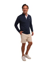 Navy Coast Long Sleeve Polo shirt by White Water Life, featuring a collared style and button-front design.