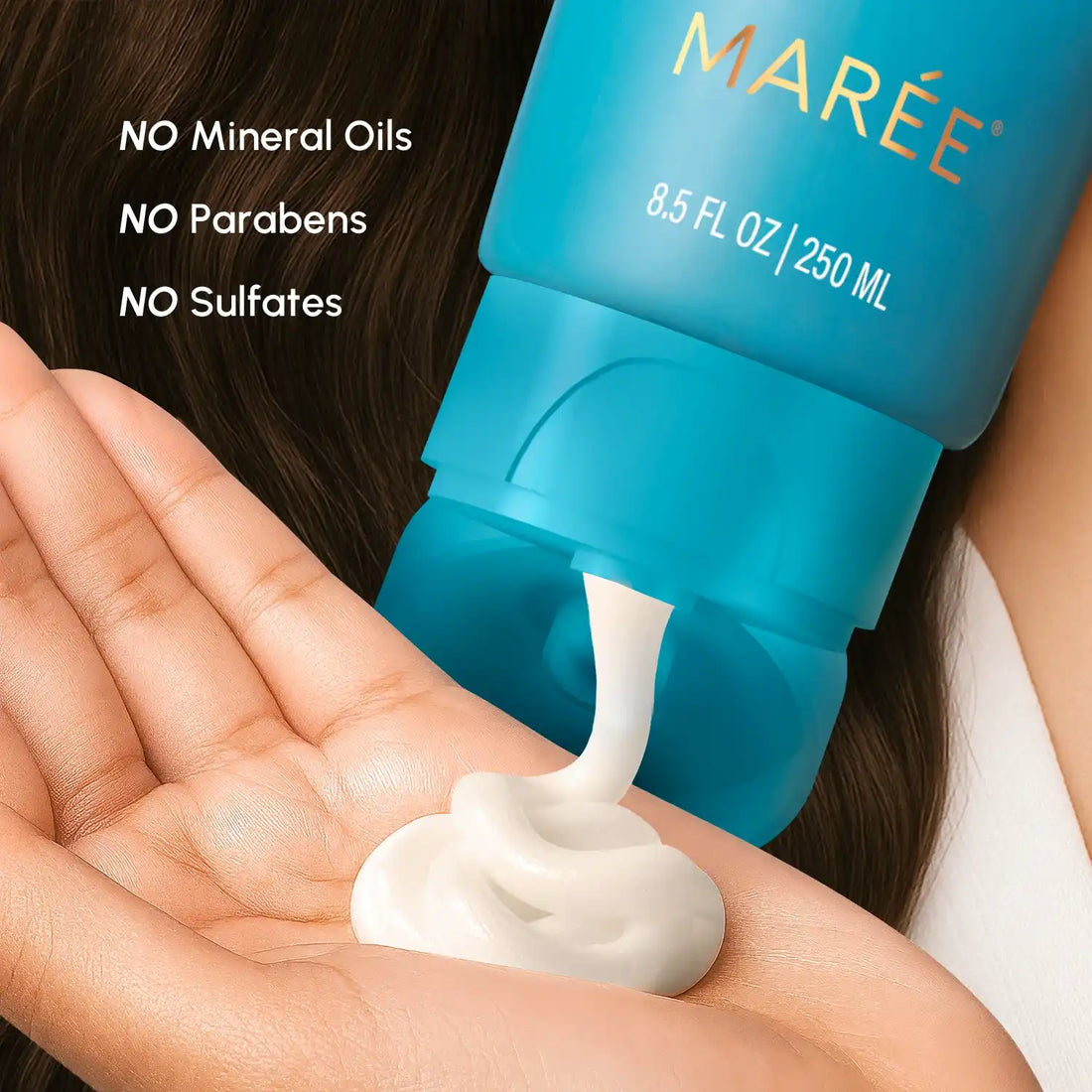 Maree Deep Hydrating Coconut Conditioner bottle with coconut illustrations, designed for nourishing and moisturizing hair care.